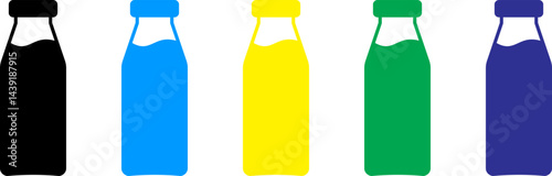Milk bottle icon. Milk jar icon. Color full bottle icon. Vector illustration.