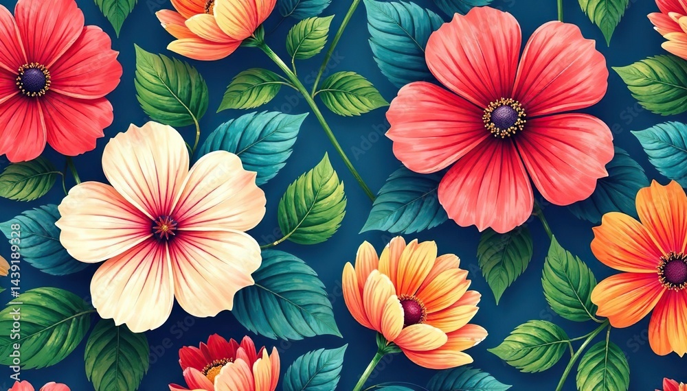 custom made wallpaper toronto digitalBold, vibrant floral pattern, ideal for summer promotions , juicy, party, design element