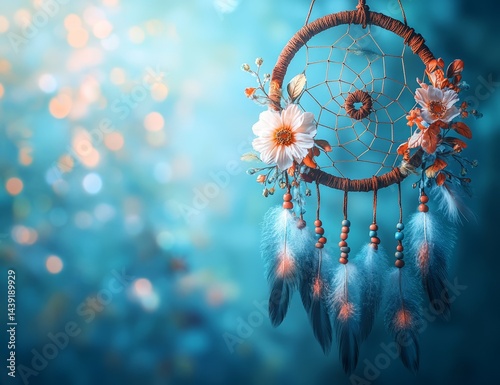 Feathers and flowers create dreamcatcher beauty.