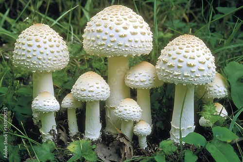 a group of white mushrooms