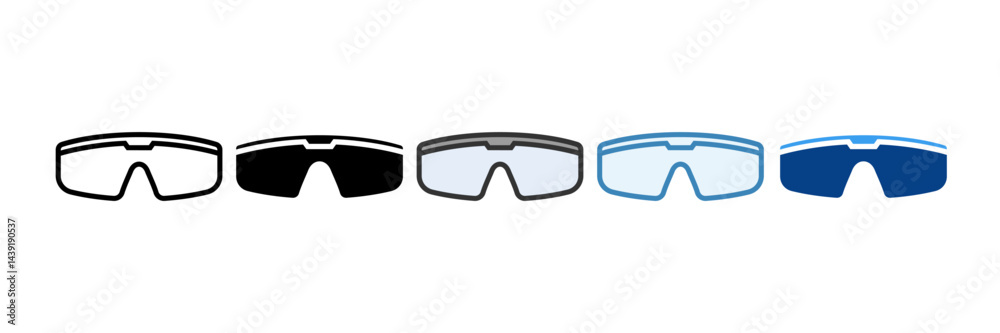 Safety Glasses Icon Set Multiple Style Collection Safety Glasses Icon Set Multiple Style Collection
