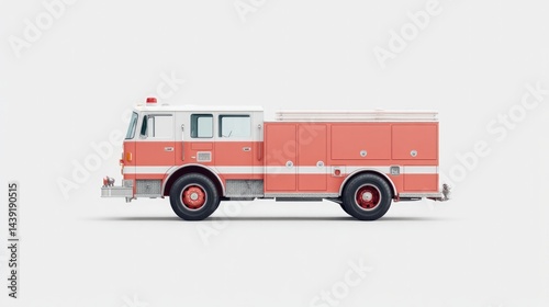 minimalistic fire truck or firefighting equipment isolated on sleek white background offering generous copy space