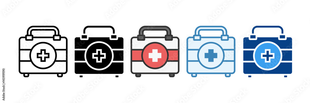 Obraz premium First Aid Box Icon Set Multiple Style Collection