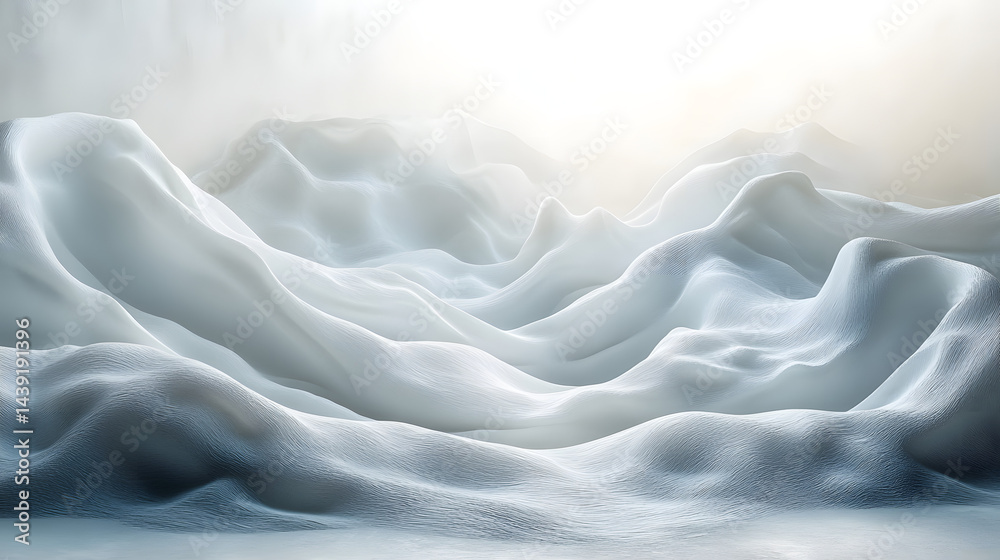 Obraz premium Ethereal snowy landscape high altitude mountains digital art dreamlike ambience aerial view snowy serenity