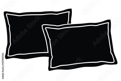 Two Decorative Pillows Silhouette Isolated on White Background, Bedroom Interior and Comfortable Sleep Concept.