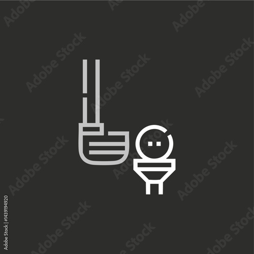 Golf bat and ball icon flat vector design