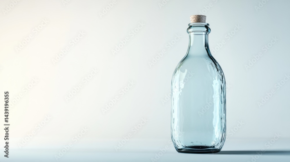 Highly detailed empty glass bottle isolated on white, with slight imperfections in the surface and gentle lighting to create soft reflections Highly detailed empty glass bottle isolated on white, with slight imperfections in the surface and gentle lighting to create soft reflections