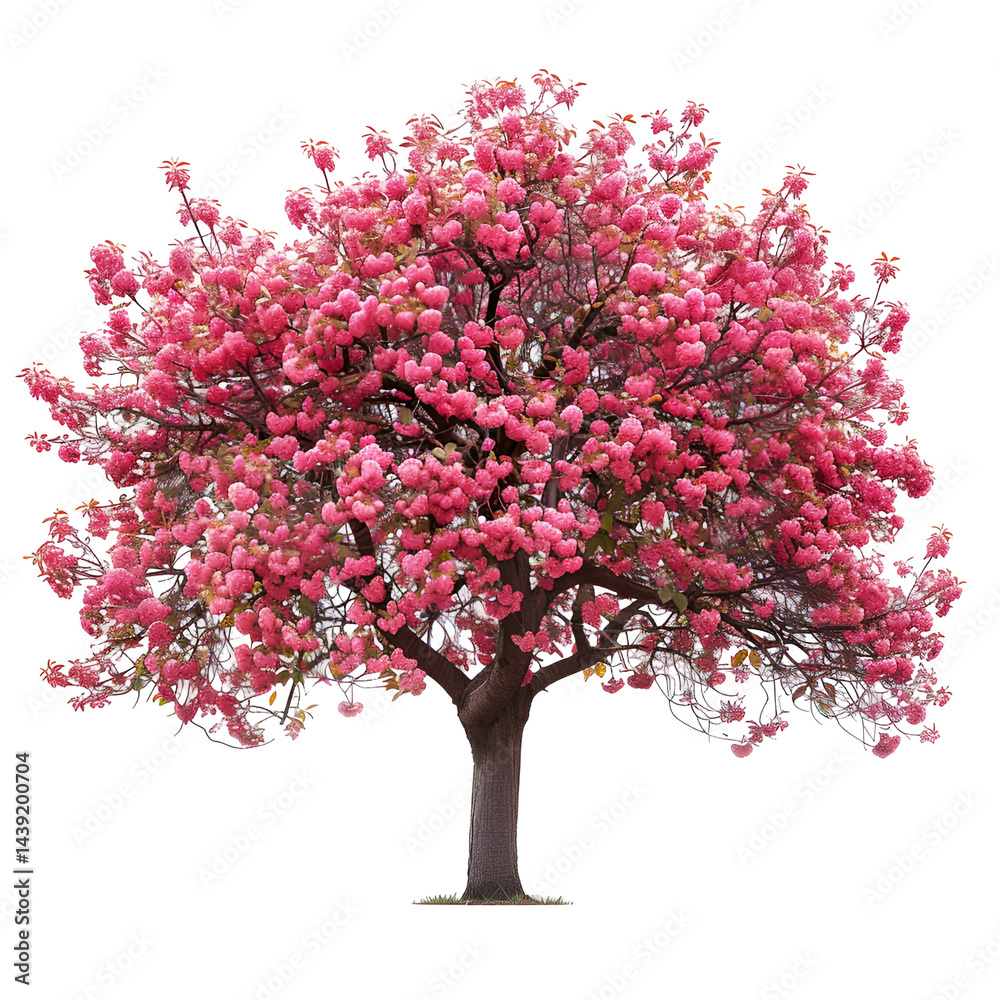 Fototapeta premium Pink flowering tree isolated on black background