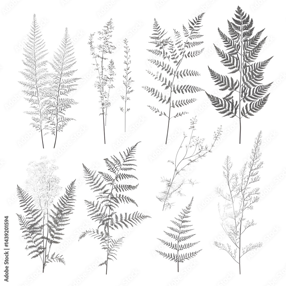 Obraz premium Detailed abstract leaf patterns design element