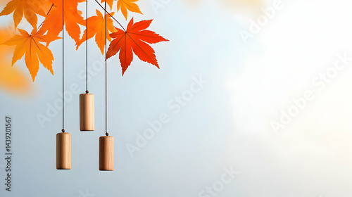ethereal elegance of wind chimes gracefully swaying in gentle zephyr, their harmonious melodies intertwining with hushed murmurs of air photo