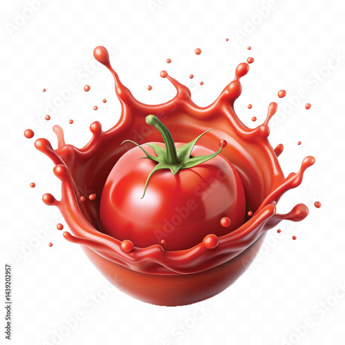  realistic 3d splash of tomato ketchup isolated on transparent background
