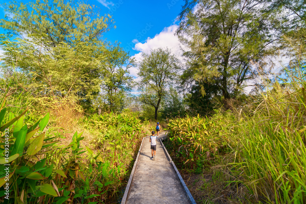 Walk in Benjakitti park in Bangkok