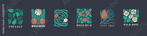 Botanical vintage logo set