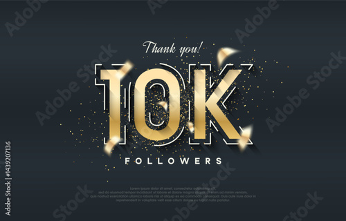 10k followers design with shiny gold color.