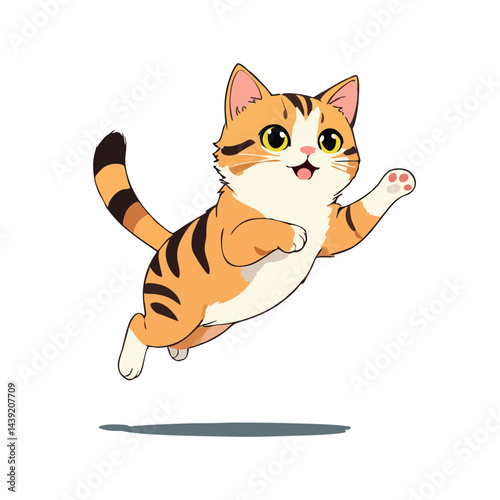 Cute cat jumping vector graphic and illustration