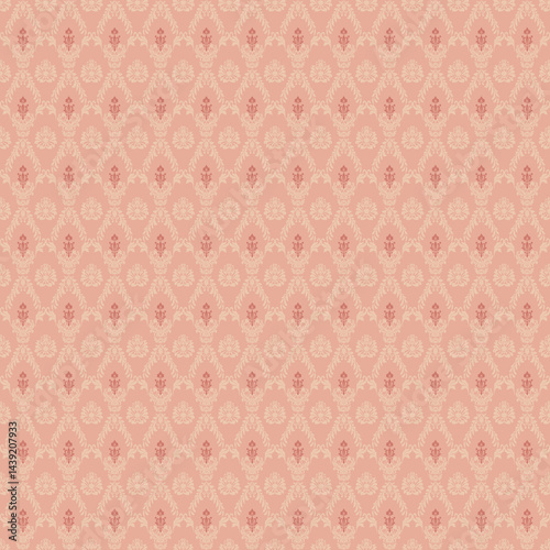 Seamless warm pastel damask pattern for artistic backgrounds in romantic or festive themes. Perfect for  wedding, stationery, cultural projects, elegant product, packaging, or textile designs.