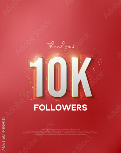 Thank you 10k followers with white numbers wrapped in shiny gold.