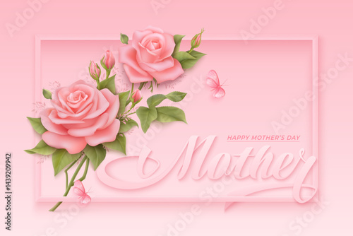 Happy mothers day greeting card with roses