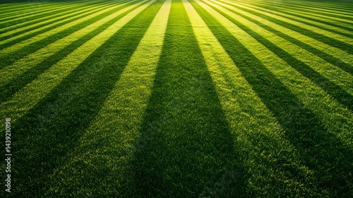 Precisely manicured grass field exhibiting vibrant green hues.