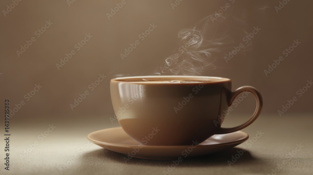 Warm cup of coffee with steam rising in a calming setting during morning hours Warm cup of coffee with steam rising in a calming setting during morning hours