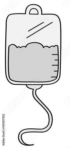 Intravenous Saline Drip Bag Medical Illustration on Black Background