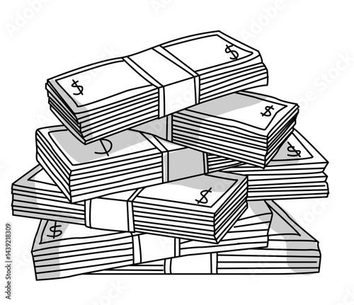 Financial Wealth A Pile of Bundled Cash Money Abundance