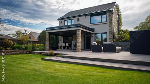 Modern house deck with patio area