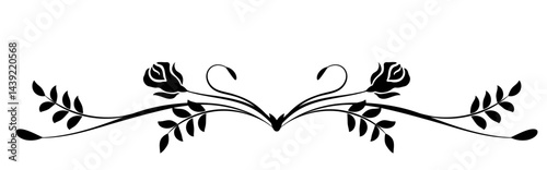 Ornament with roses flowers. Text divider. Decorative element for decor and text greeting or invitation card design.