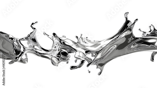 Stunning abstract representation of fluid dynamics showcases beauty of liquid metal in motion. shiny surface reflects light, creating engaging visual experience that captivates viewer