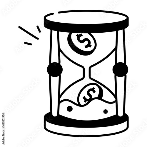 A doodle style icon showing due money 
