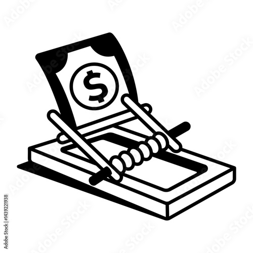 A hand drawn style icon showing a money trap
