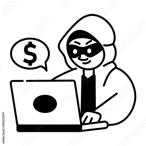 Money fraud icon in hand drawn style 
