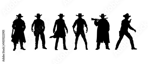 cowboy silhouette collection vector set