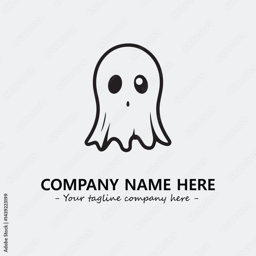 Ghost face icon illustration black and white vector image