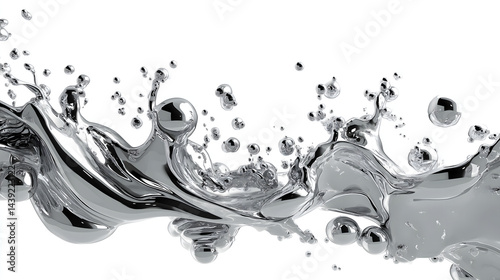 Stunning abstract representation of liquid metal splashing and flowing, showcasing dynamic movement and reflective surfaces that create engaging visual experience