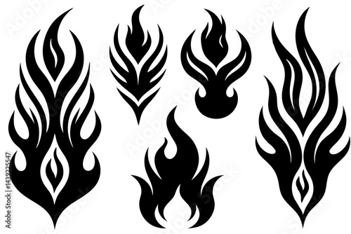 A vector illustration of a tribal tattoo design featuring a horse and a lion with burning flames