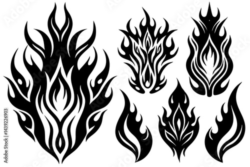 Tribal tattoo design with wings features vector tribal art elements in a black pattern, an illustration with a floral decoration and a vintage drawing
