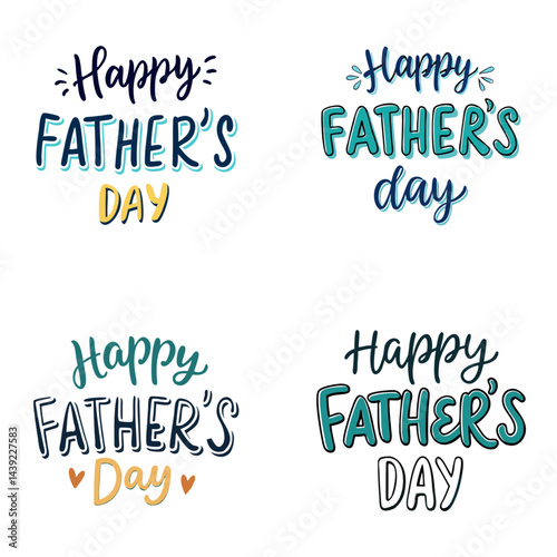 Happy Fathers Day greeting with hand written white background