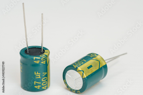 Isolated capacitor, used in electronic device. Electronic parts concept