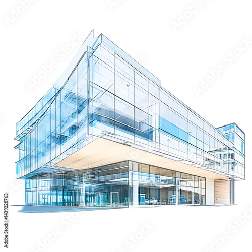 Modern business building design contemporary architectural rendering