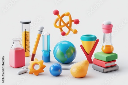 School science and education 3D icons