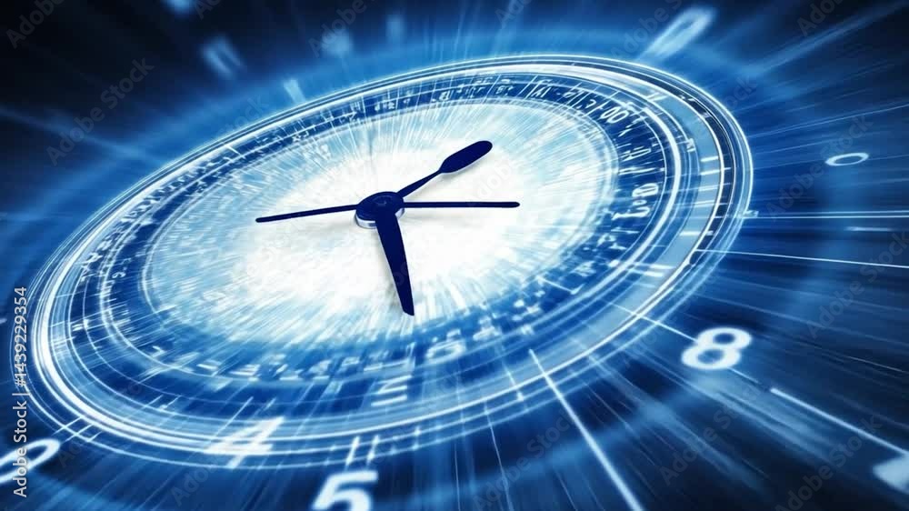 Abstract digital clock showing time passing