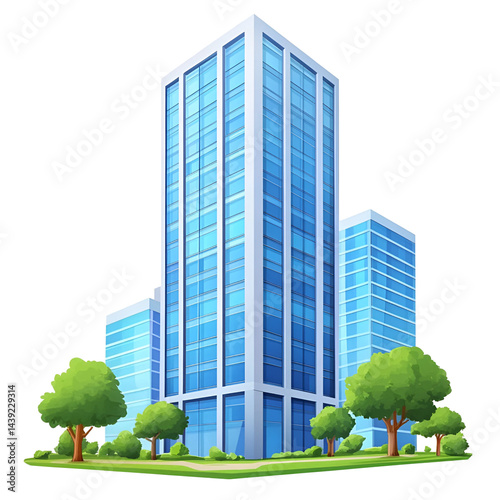 Modern city skyscrapers illustration urban development concept