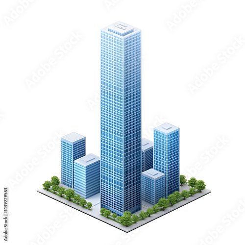 Modern cityscape illustration urban architecture tall buildings
