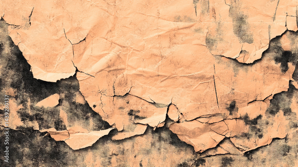 Naklejka premium close-up view of cracked, dry earth showcasing a textured abstract resembling cracked desert earth, with soft browns and muted reds