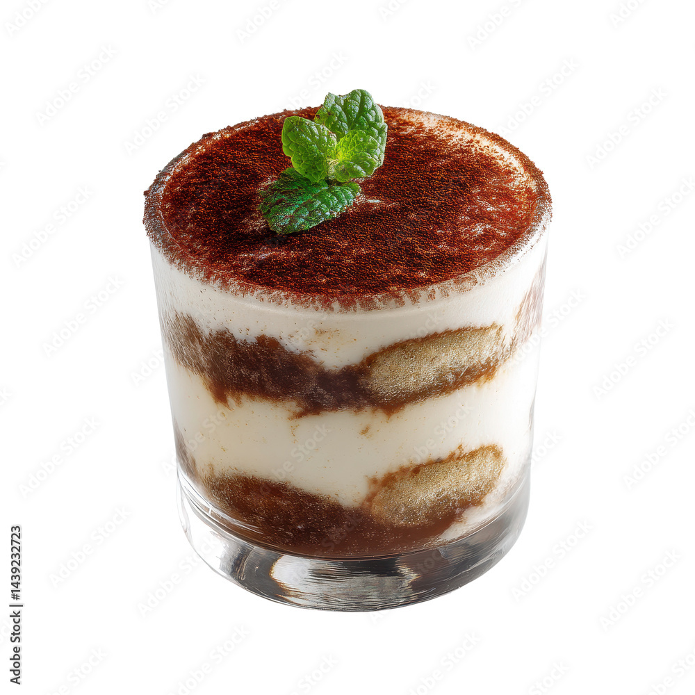 Delicious Tiramisu Dessert in Glass Garnish with Mint A Classic Italian Treat Perfect for Indulgence Delicious Tiramisu Dessert in Glass Garnish with Mint A Classic Italian Treat Perfect for Indulgence