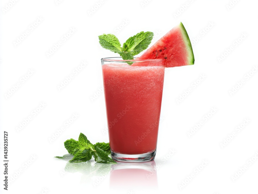Watermelon juice with mint isolated on white background Watermelon juice with mint isolated on white background