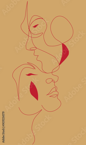 Modern Red Wire Face Sculpture, Best for Your Contemporary Home Hanging Decor for Living Room, Office, or Bedroom