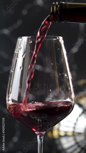 red wine pouring into glass