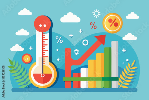 Vector Of Interest Rates Rising Like Thermomet  a vector illustration